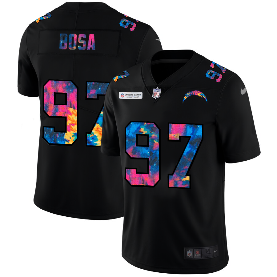 NFL Los Angeles Chargers #97 Joey Bosa Men Nike MultiColor Black 2020 Crucial Catch Vapor Untouchable Limited Jersey